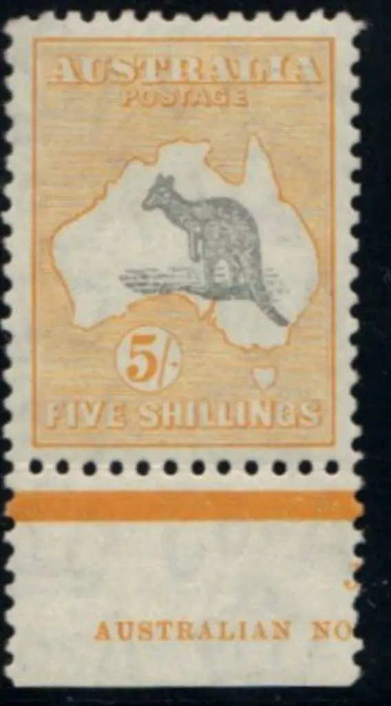 5/- grey & yellow with part imprint at base. Light ... Image 1++