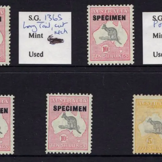10/- grey & pink ovptd SPECIMEN x 4 all MLH. One ...