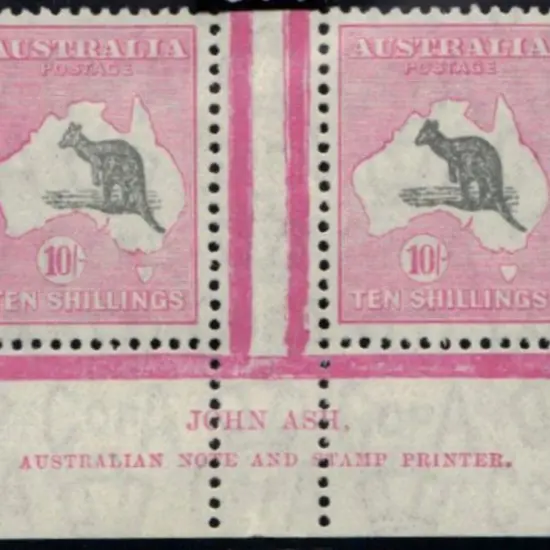 10/- grey & pink John Ash imprint gutter pair ...