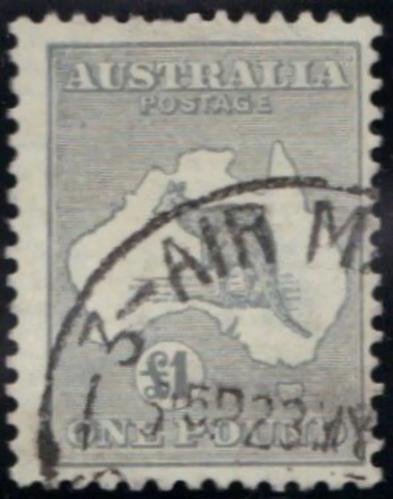 £1 grey Die IIB fine used with part Air Mail cds. ... Image 1++