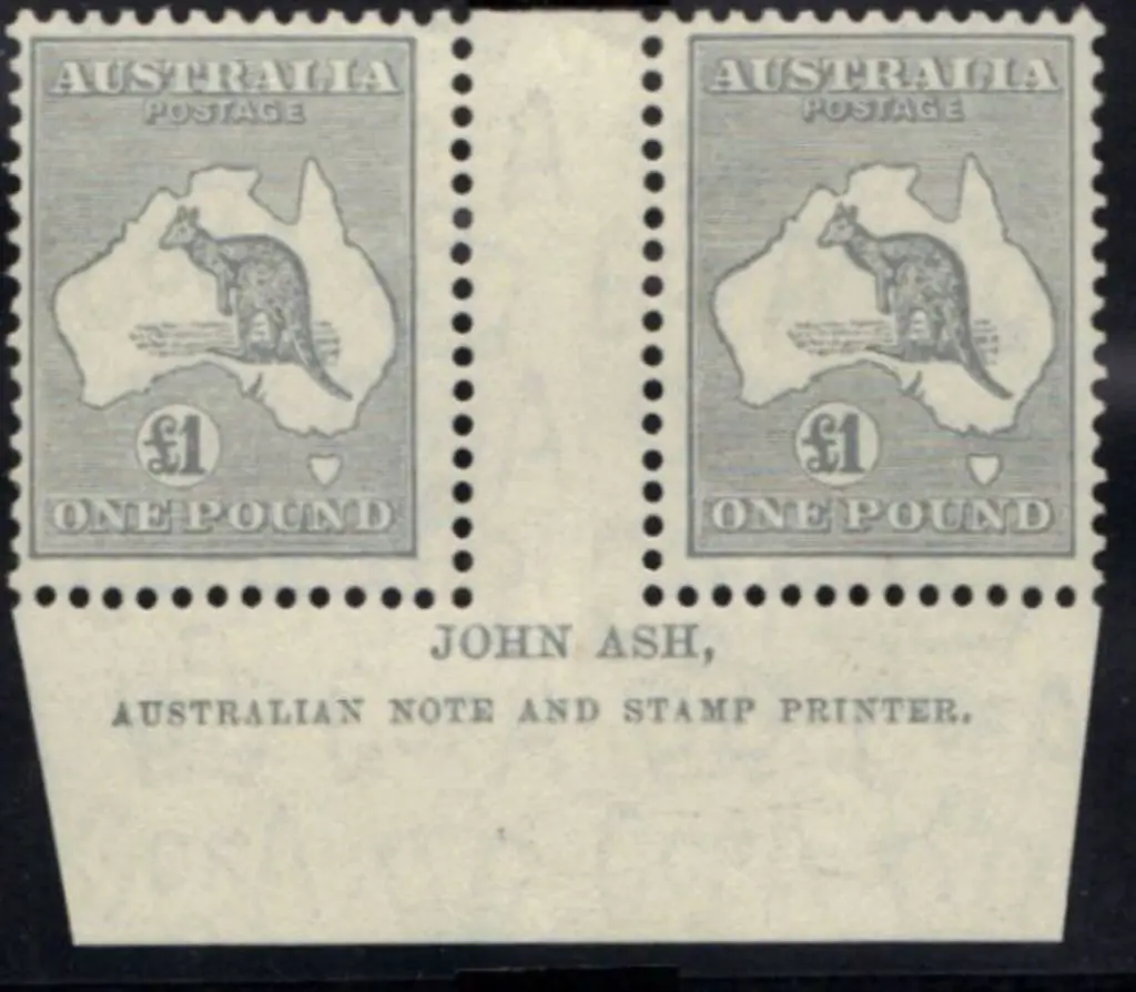 £1 grey John Ash imprint pair. Superb fresh MUH. ... Image 1++