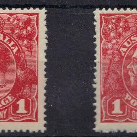 1d carmine red MLH, plus 1d rose red with thick ...