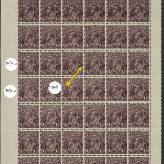 1½d black brown upper left block of 42 with ...
