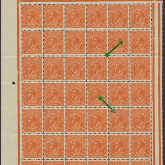 1918-23 Single watermark ½d orange top left ...