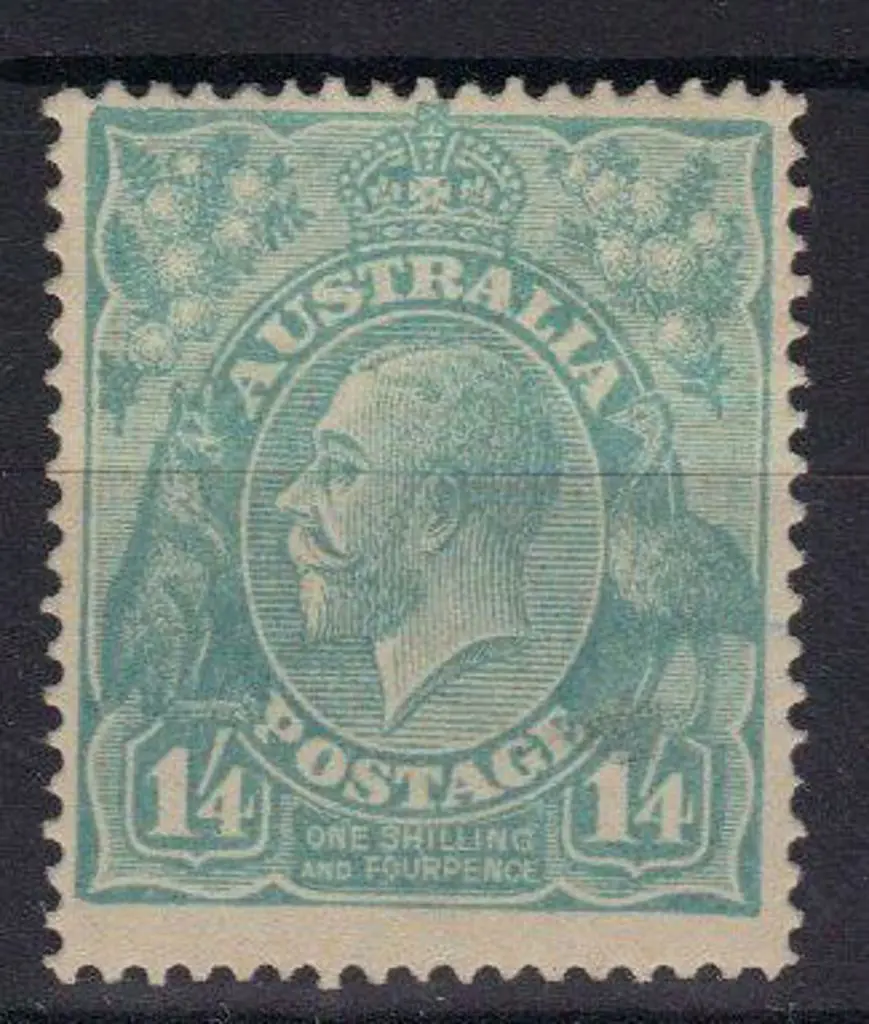 1/4d dull greenish-blue MLH, centred a little ... Image 1++