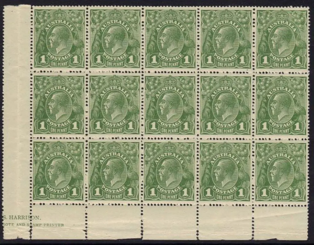 1924 No watermark 1d green right pane block of 15 ... Image 1++