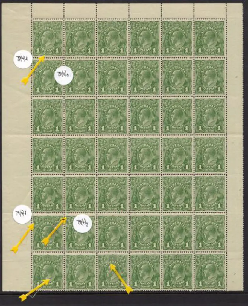 1d green upper left block of 42 fresh MUH, hinged ... Image 1++