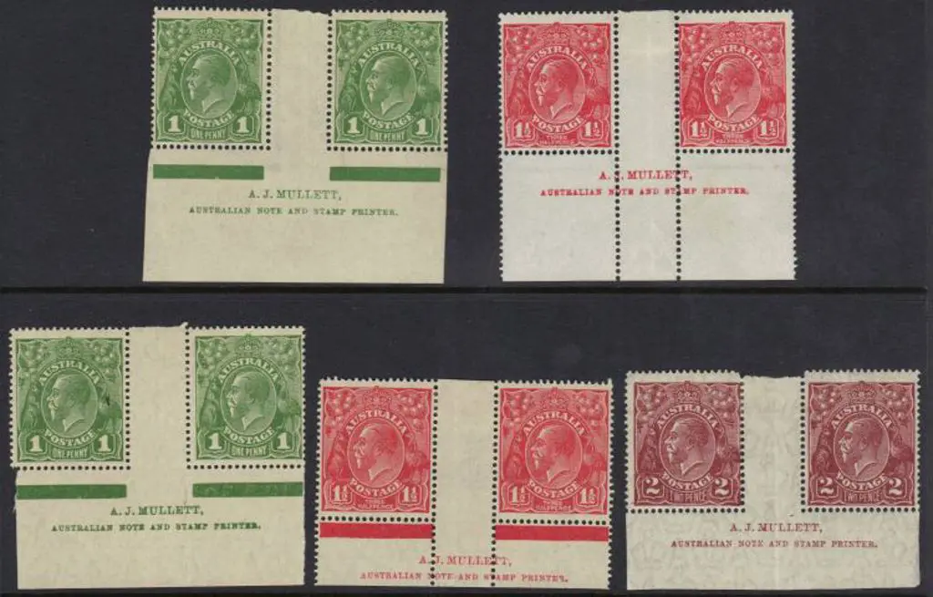 1d green & 1½d red in AJ Mullet imprint pairs plus ... Image 1++