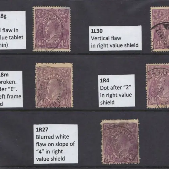 4½d violet Die I range of 5 F/U positioned ...