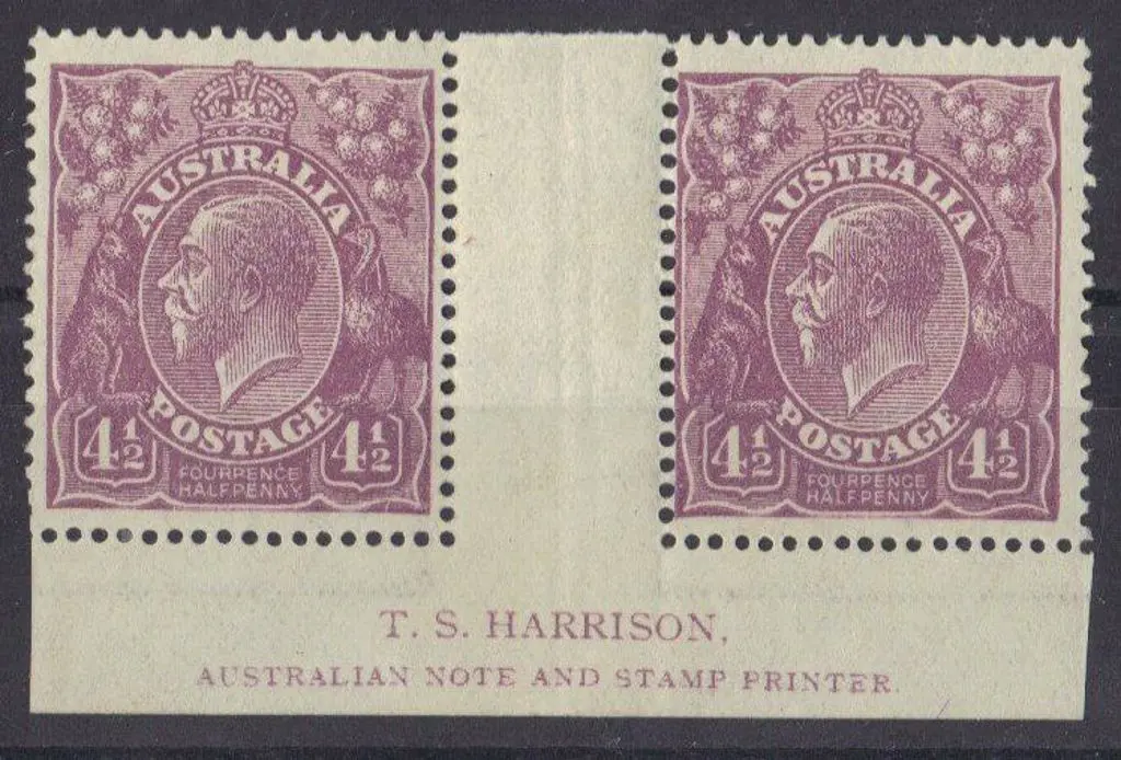 4½d violet TS Harrison imprint pair MLH in lower ... Image 1++