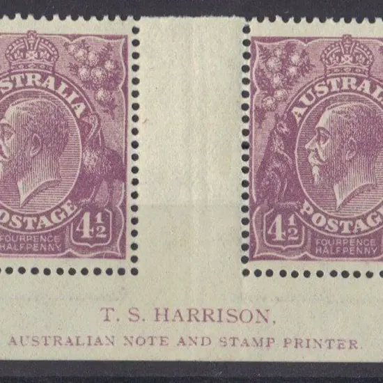 4½d violet TS Harrison imprint pair MLH in lower ...