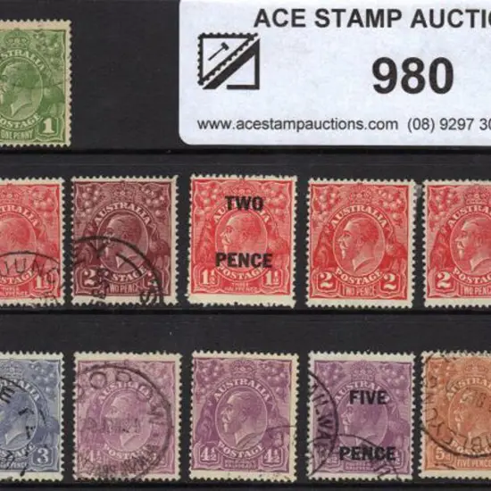1926-30 SM watermark Perf 13½x12½ ½d to 1/4d set ...
