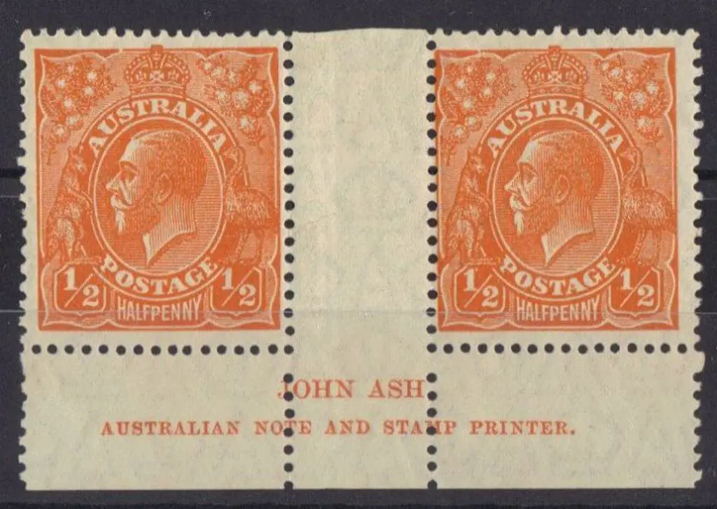 ½d orange John Ash imprint pair MUH (aged) with ... Image 1++