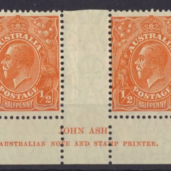 ½d orange John Ash imprint pair MUH (aged) with ...