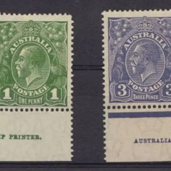 1d green & CofA 3d blue Die II John Ash imprint ...