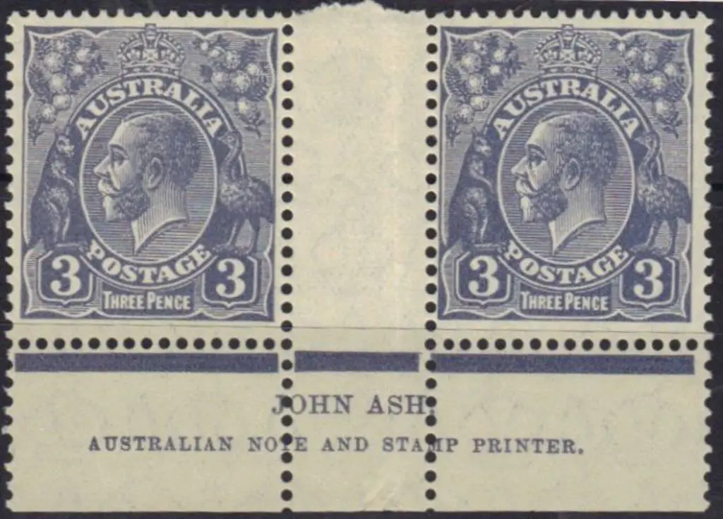 3d blue Die II John Ash imprint. MVLH in selvedge ... Image 1++