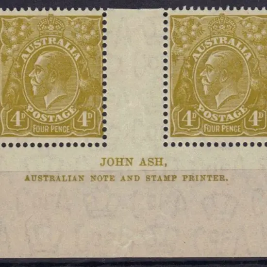 4d olive John Ash imprint "N" over "N" gutter ...