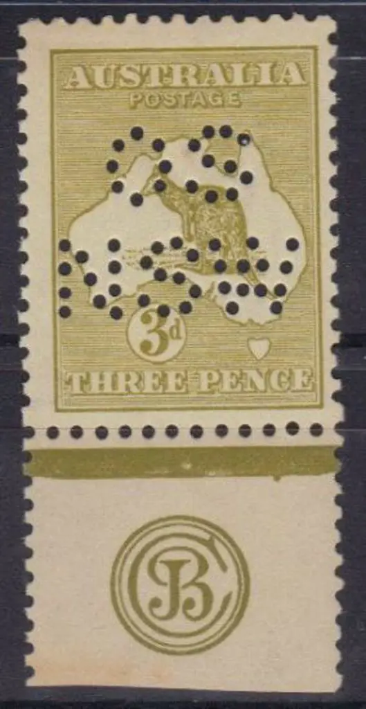 1915 3d olive Die I lower margin single perfined ... Image 1++