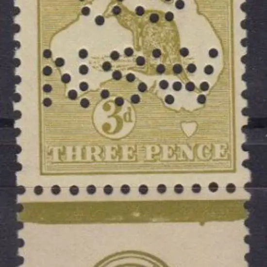 1915 3d olive Die I lower margin single perfined ...