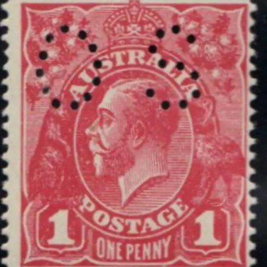 1918 1d carmine KGV perfined OS. MUH centred to ...