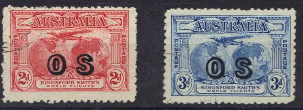 1931 2d & 3d Kingsford Smith ovptd OS & CTO. One ... Image 1++