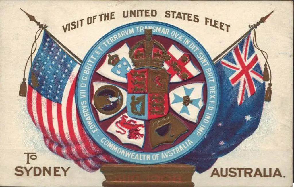 1908 (August) US Fleet postcard unused with state ... Image 1++