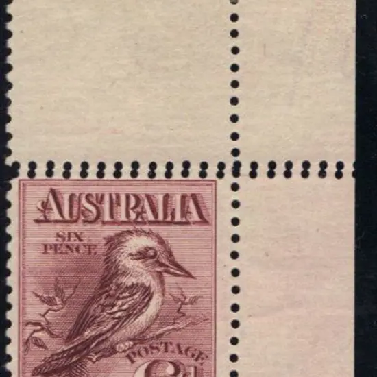 1914 6d engraved Kookaburra right corner example ...