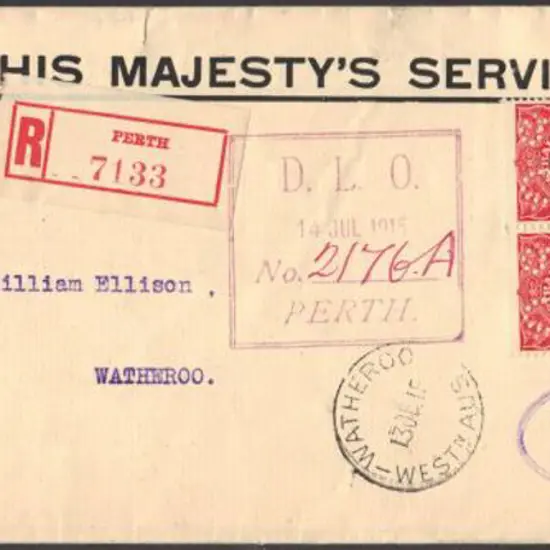 1915 (13th June) OHMS Registered Perth with red ...