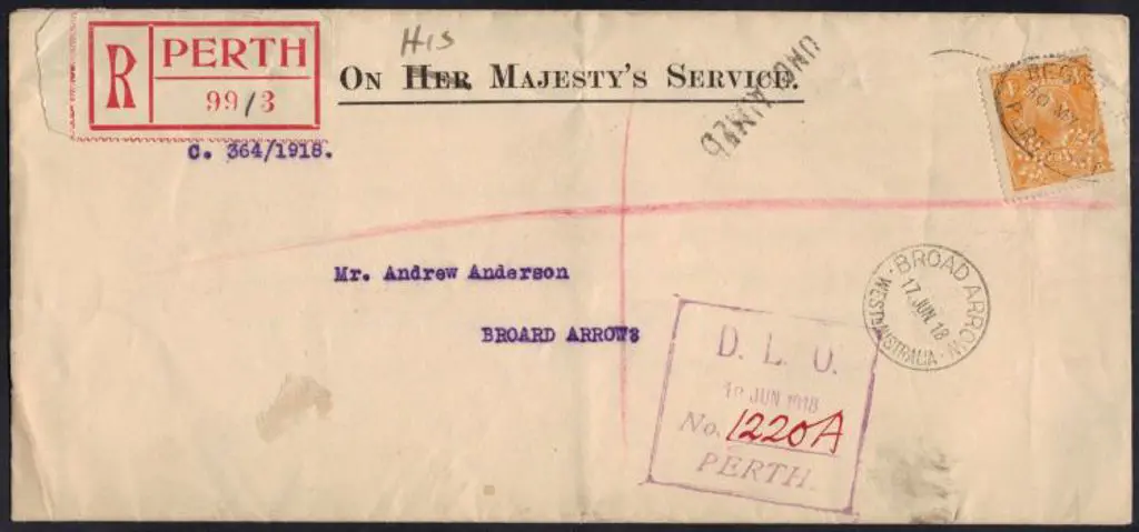 1918 (30th May) OHMS Registered long cover to ... Image 1++