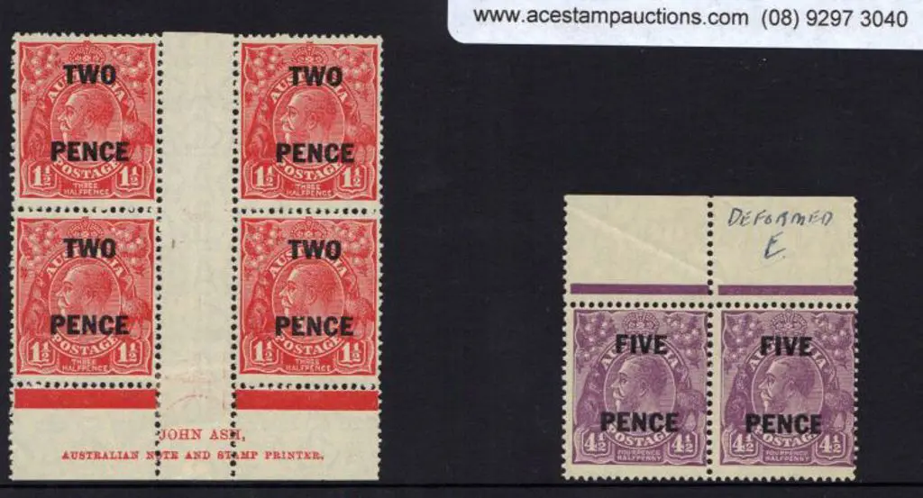 1930 surcharges 2d on 1½d John Ash imprint block ... Image 1++