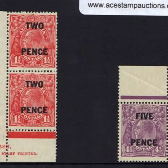 1930 surcharges 2d on 1½d John Ash imprint block ...
