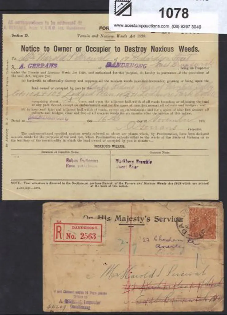 1931 (16th Nov) 5d brown KGV perfined OS on ... Image 1++