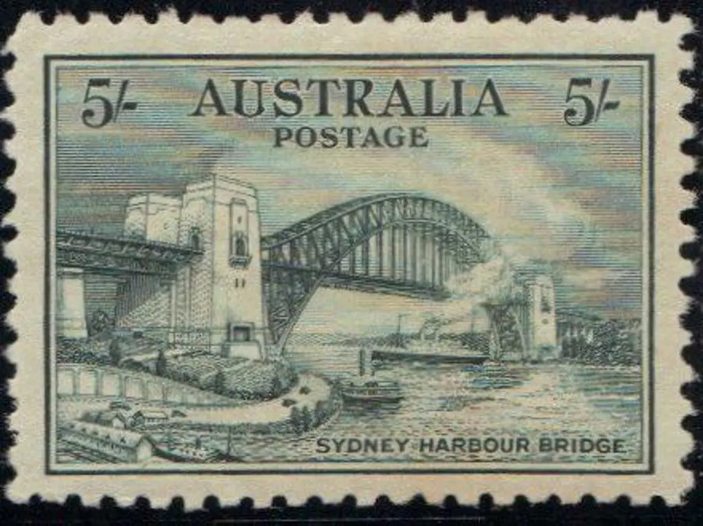 1932 5/- Sydney Harbour Bridge. MLH with small ... Image 1++