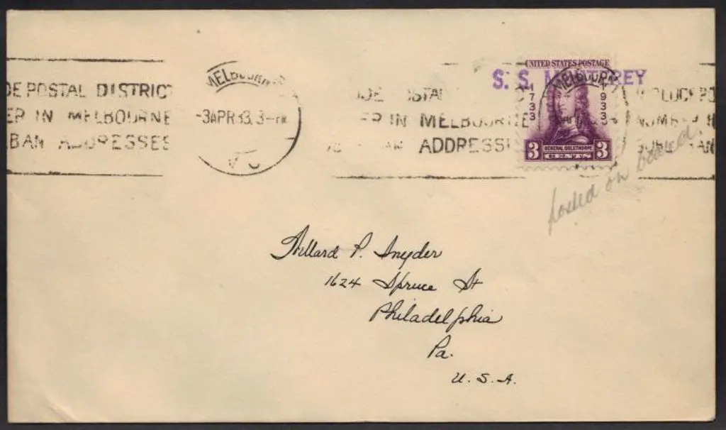 1933 (3rd April) 3c US Oglethorpe cancelled with ... Image 1++