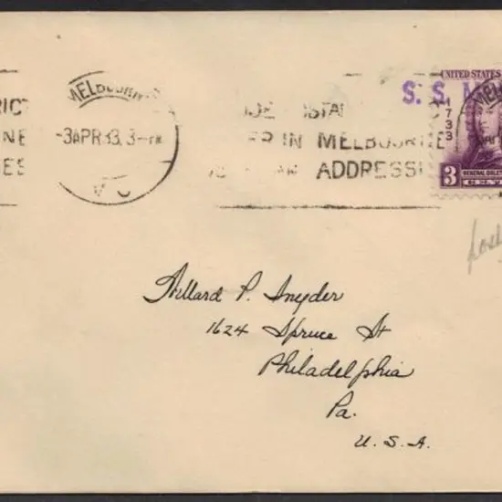 1933 (3rd April) 3c US Oglethorpe cancelled with ...