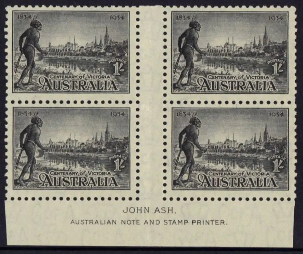 1934 1/- Cent of Victoria Perf. 10½ in John Ash ... Image 1++