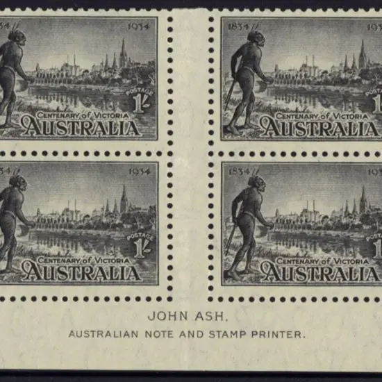 1934 1/- Cent of Victoria Perf. 10½ in John Ash ...