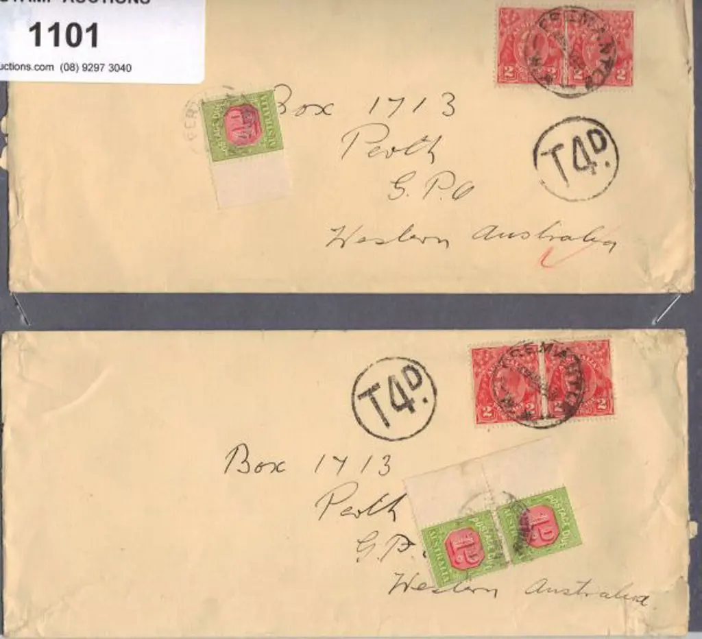 1934 (30th Jan) Taxed covers with the same date ... Image 1++