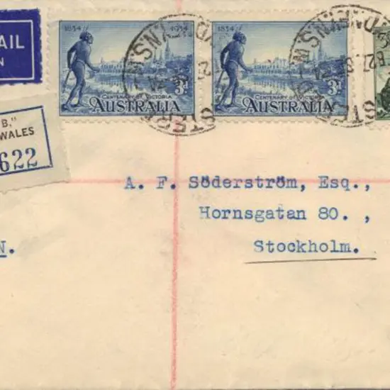 1934 (27th Sept) Registered Airmail cover to ...