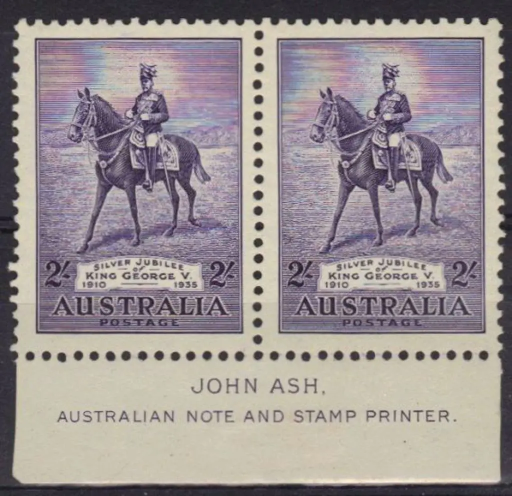 1935 2/- Silver Jubilee imprint pair, stamps MUH, ... Image 1++