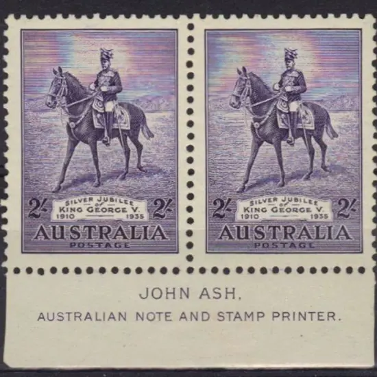 1935 2/- Silver Jubilee imprint pair, stamps MUH, ...