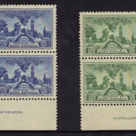 1936 Cent of South Aust set of 3 in John Ash ...