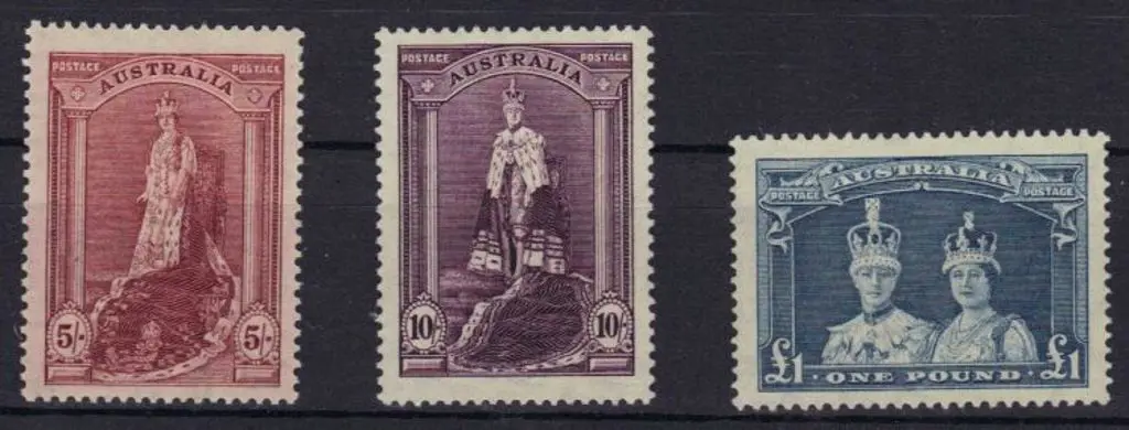 1937/49 Robes set of 3 on thin paper, the 5/- on ... Image 1++
