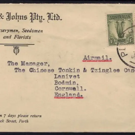 1940's 9d platypus & 1/- lyrebird on "Wilson & ...