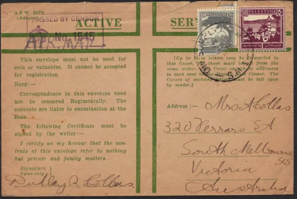 1940 (5th Sept) green "Active Service" env with ... Image 1++