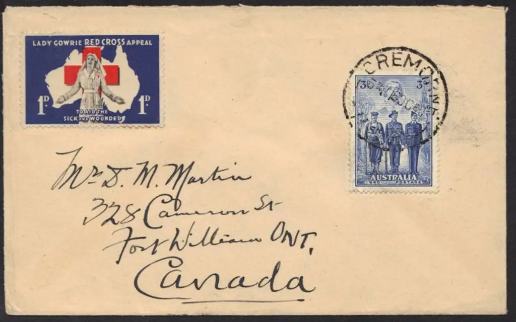 1940 (16th Oct) 3d AIF pmkd Cremorne on hand ... Image 1++