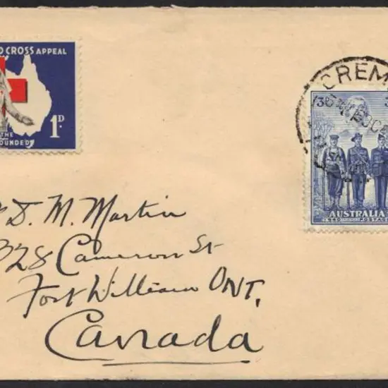 1940 (16th Oct) 3d AIF pmkd Cremorne on hand ...