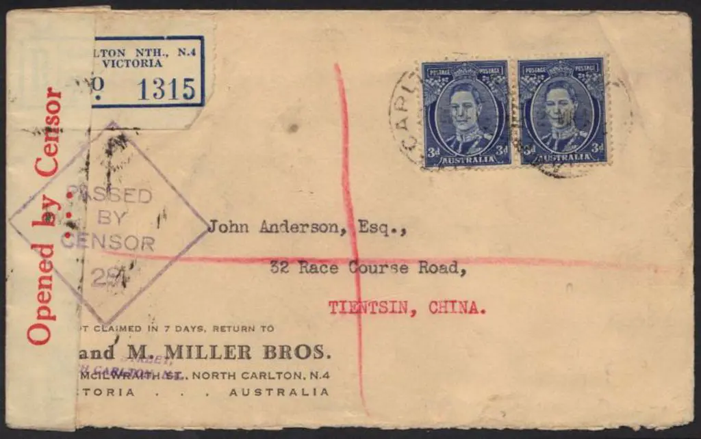 1941 (28th March) Registered Censor cover ... Image 1++