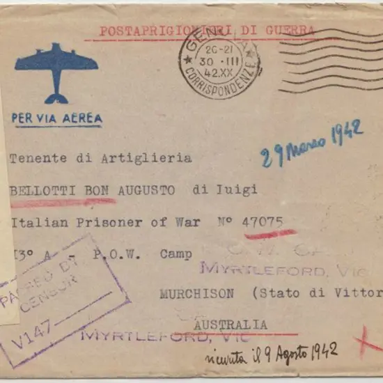 1942 (30th March) Stampless censored cover from ...