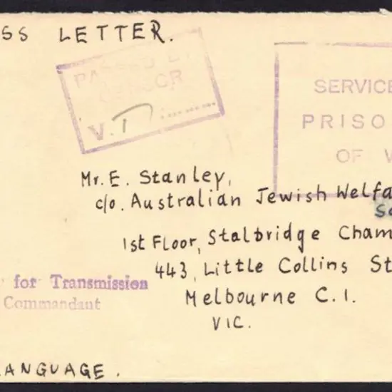 1942 hand addressed cover to Melbourne with ...